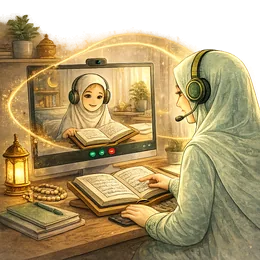Female Quran teacher teaching online