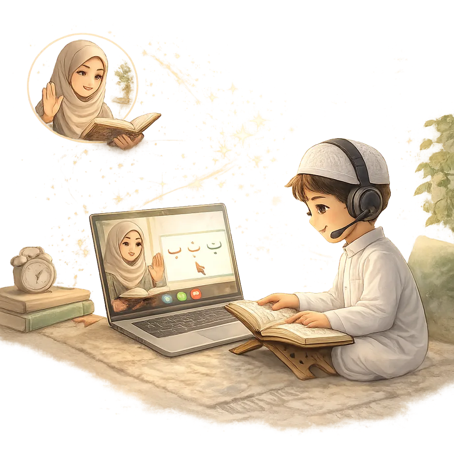 One student and one teacher — private online Quran class